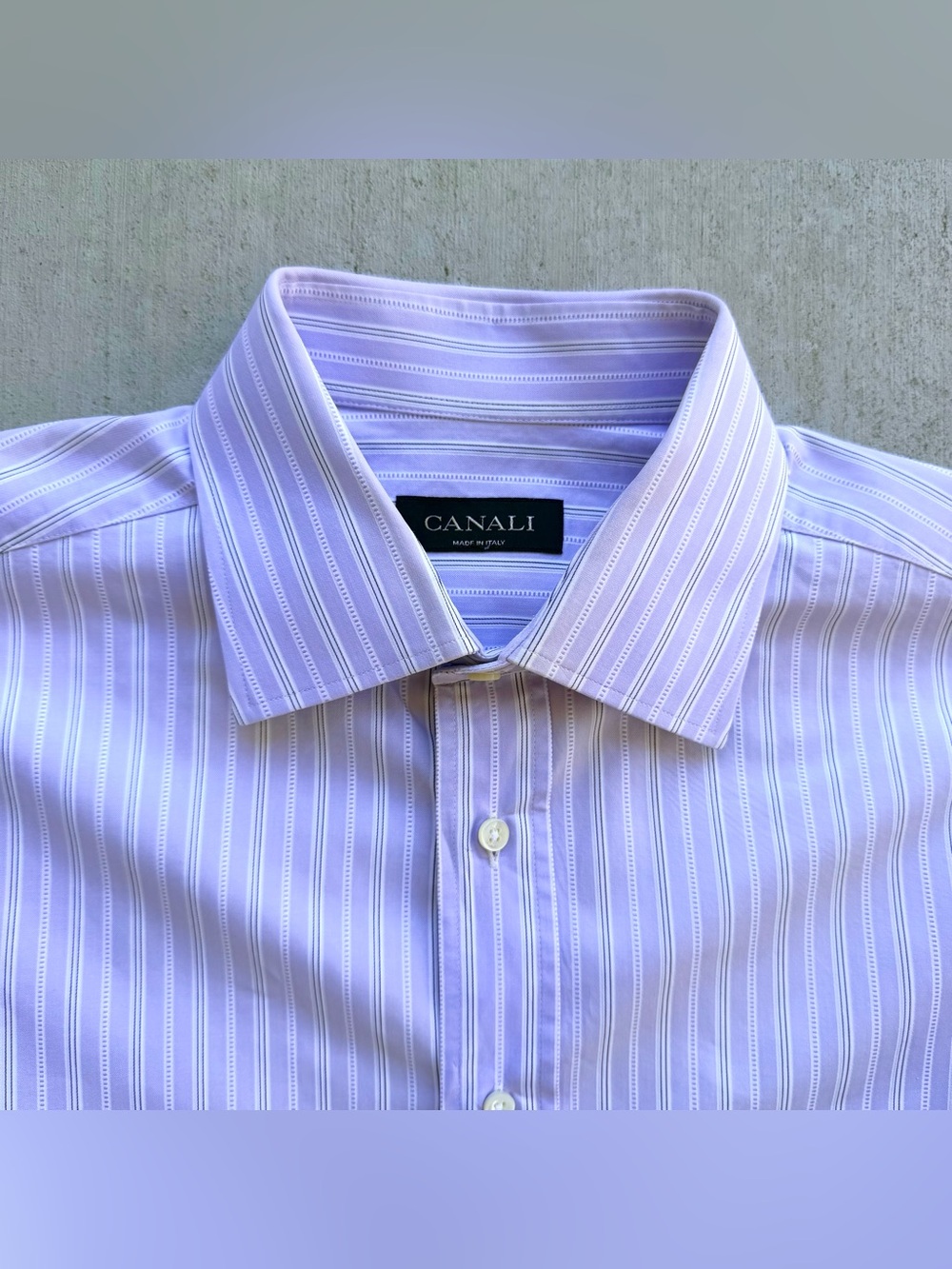 Canali Dress Shirt Men Size 16/41 Striped Purple Made In Italy